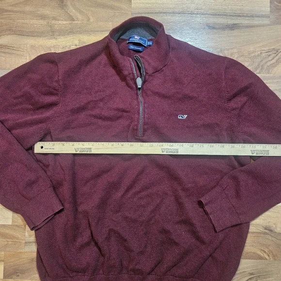 Vineyard Vines Sweater Mens 2XL Pullover 1/4 Zip Cashmere Blend Logo Blue Preppy - Picture 4 of 8